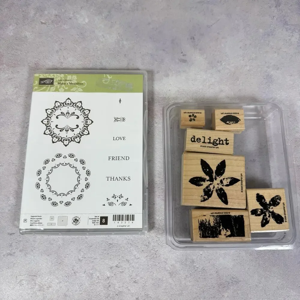 Stampin' Up! 3 Wood Mounted and 1 Clear Stamp Sets Cardmaking Scrapbooking